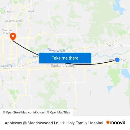 Appleway @ Meadowwood Ln to Holy Family Hospital map