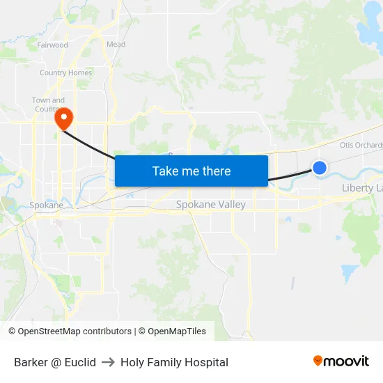 Barker @ Euclid to Holy Family Hospital map