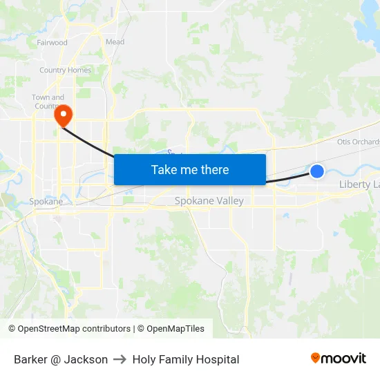 Barker @ Jackson to Holy Family Hospital map