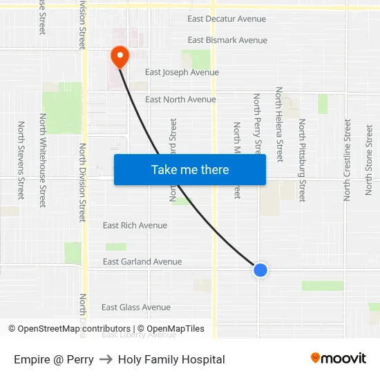 Empire @ Perry to Holy Family Hospital map