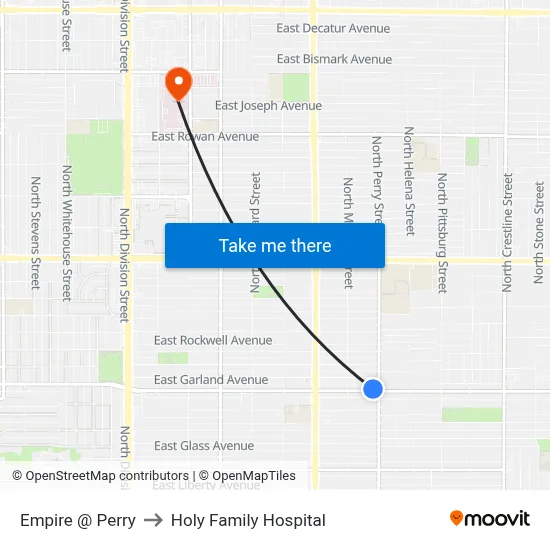 Empire @ Perry to Holy Family Hospital map
