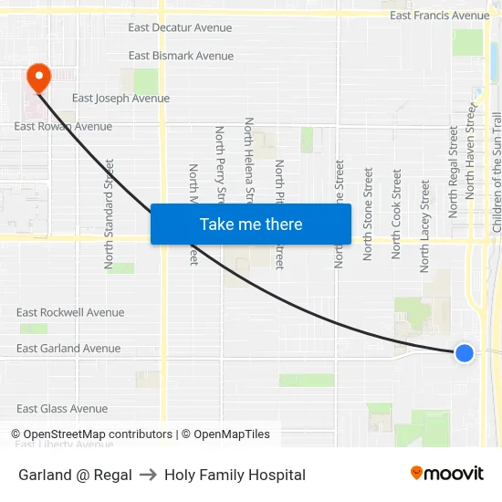 Garland @ Regal to Holy Family Hospital map