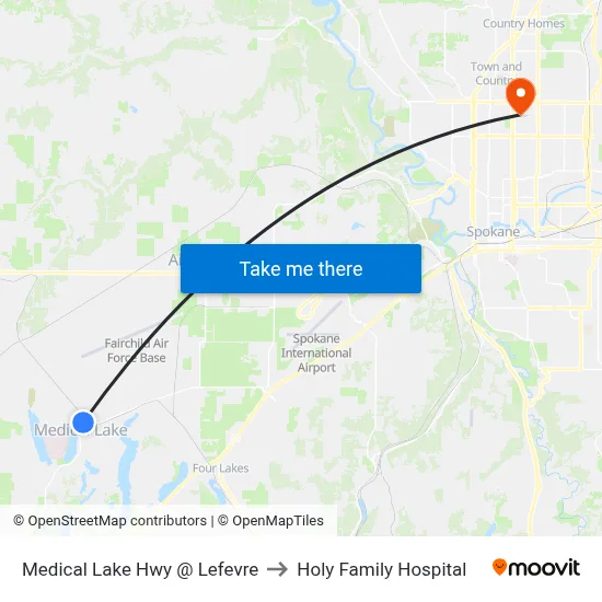 Medical Lake Hwy @ Lefevre to Holy Family Hospital map