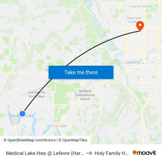 Medical Lake Hwy @ Lefevre (Harvest Foods) to Holy Family Hospital map