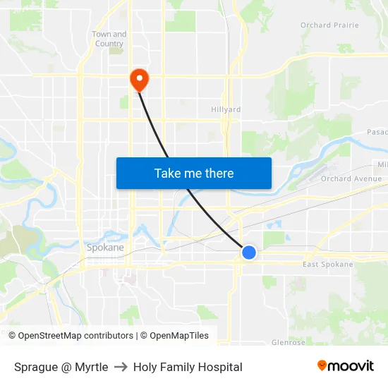 Sprague @ Myrtle to Holy Family Hospital map