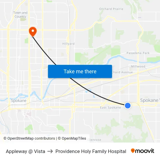 Appleway @ Vista to Providence Holy Family Hospital map