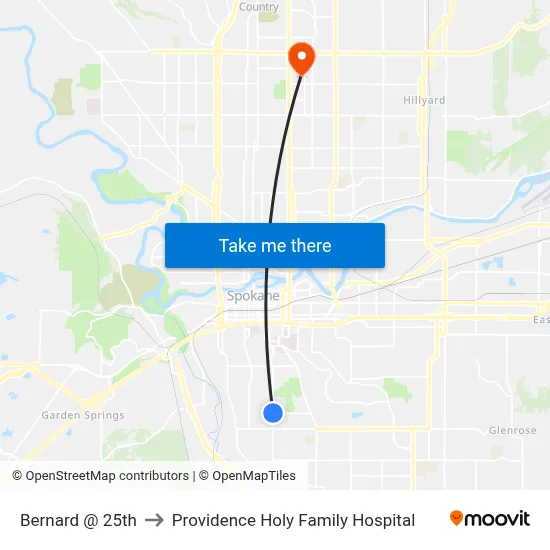 Bernard @ 25th to Providence Holy Family Hospital map