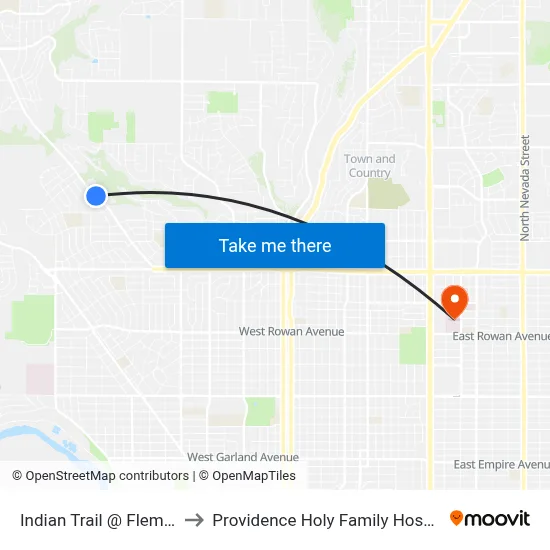 Indian Trail @ Fleming to Providence Holy Family Hospital map