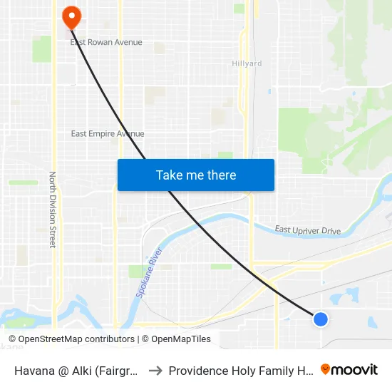 Havana @ Alki (Fairgrounds) to Providence Holy Family Hospital map