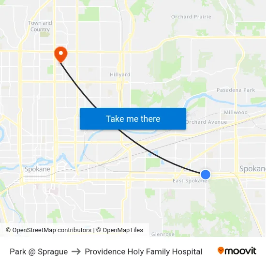 Park @ Sprague to Providence Holy Family Hospital map