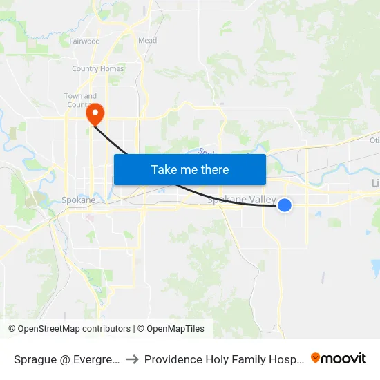 Sprague @ Evergreen to Providence Holy Family Hospital map