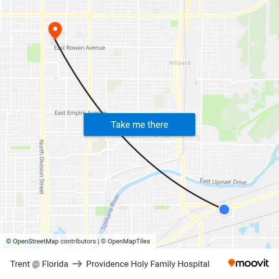 Trent @ Florida to Providence Holy Family Hospital map