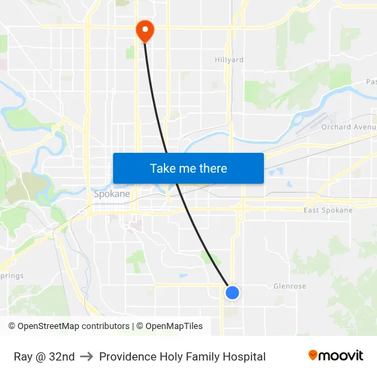 Ray @ 32nd to Providence Holy Family Hospital map