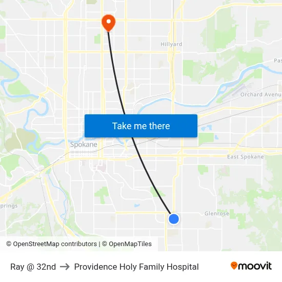 Ray @ 32nd to Providence Holy Family Hospital map
