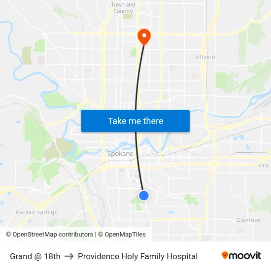 Grand @ 18th to Providence Holy Family Hospital map