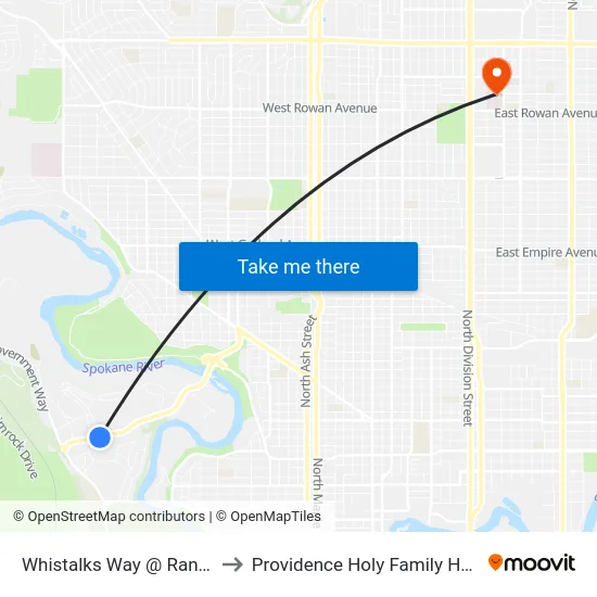 Whistalks Way @ Randolph to Providence Holy Family Hospital map