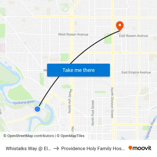 Whistalks Way @ Elliot to Providence Holy Family Hospital map