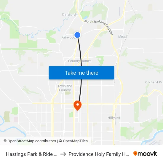 Hastings Park & Ride Bay 3 to Providence Holy Family Hospital map