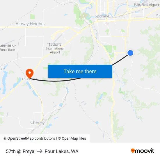 57th @ Freya to Four Lakes, WA map