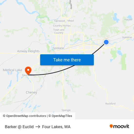 Barker @ Euclid to Four Lakes, WA map