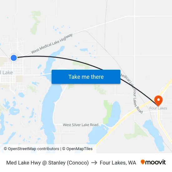 Med Lake Hwy @ Stanley (Conoco) to Four Lakes, WA map