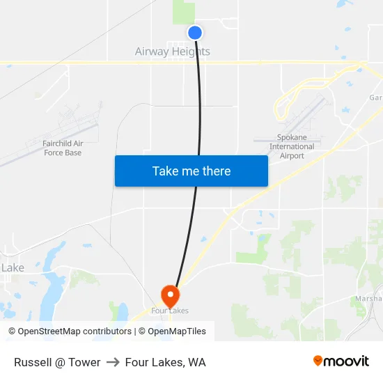 Russell @ Tower to Four Lakes, WA map