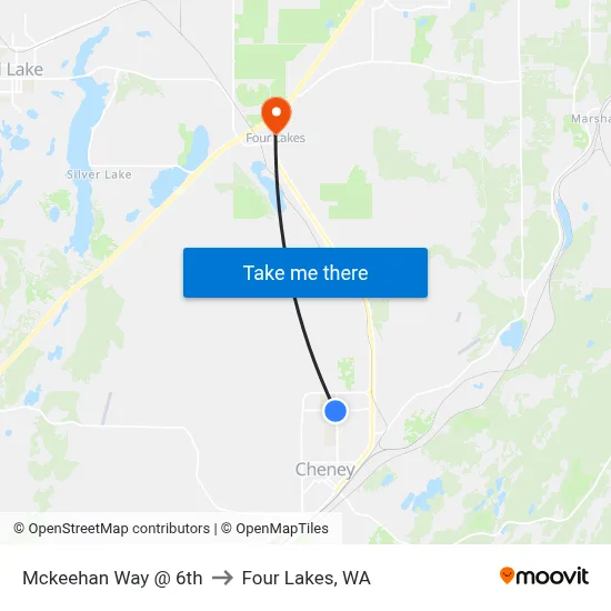 Mckeehan Way @ 6th to Four Lakes, WA map