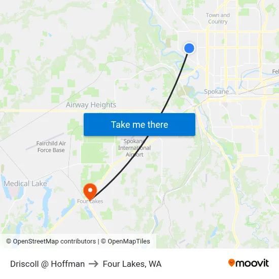 Driscoll @ Hoffman to Four Lakes, WA map