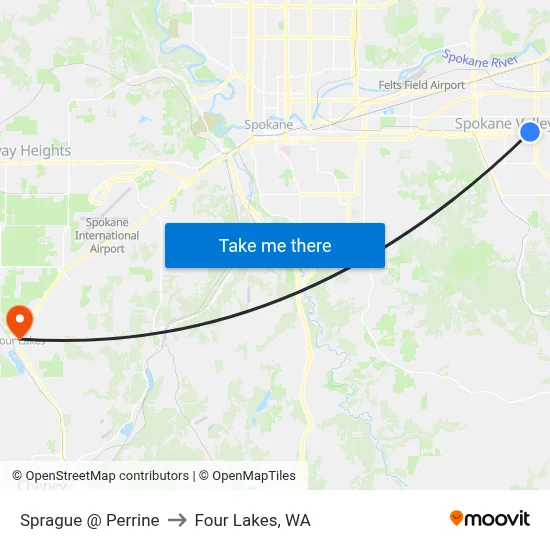 Sprague @ Perrine to Four Lakes, WA map
