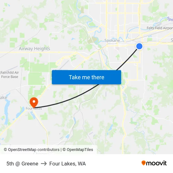 5th @ Greene to Four Lakes, WA map