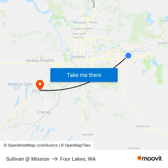 Sullivan @ Mission to Four Lakes, WA map