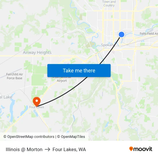 Illinois @ Morton to Four Lakes, WA map