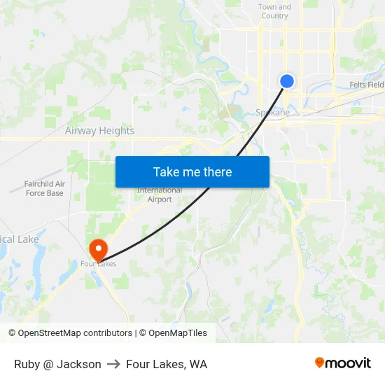 Ruby @ Jackson to Four Lakes, WA map