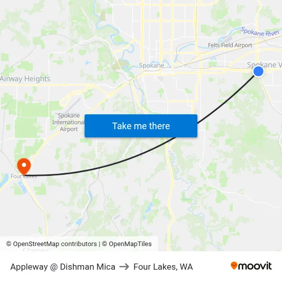 Appleway @ Dishman Mica to Four Lakes, WA map