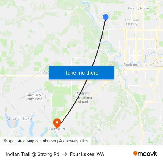 Indian Trail @ Strong Rd to Four Lakes, WA map