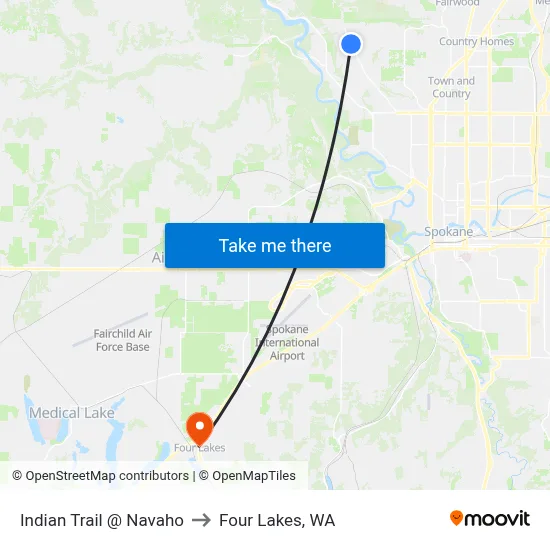 Indian Trail @ Navaho to Four Lakes, WA map