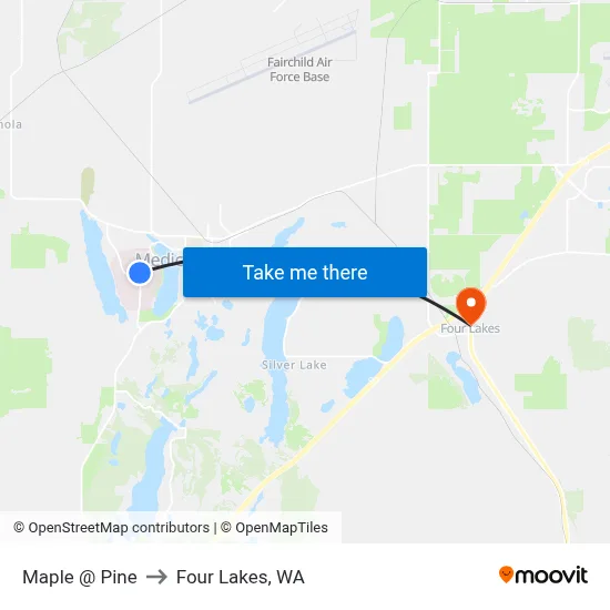 Maple @ Pine to Four Lakes, WA map