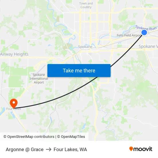 Argonne @ Grace to Four Lakes, WA map