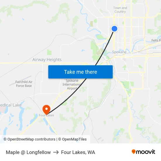 Maple @ Longfellow to Four Lakes, WA map