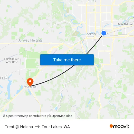 Trent @ Helena to Four Lakes, WA map