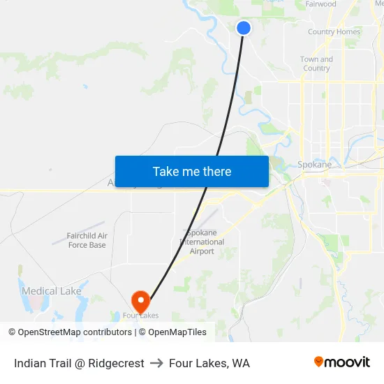 Indian Trail @ Ridgecrest to Four Lakes, WA map