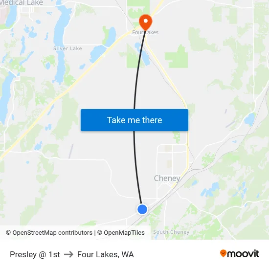 Presley @ 1st to Four Lakes, WA map