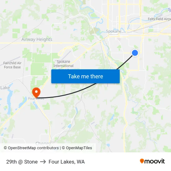 29th @ Stone to Four Lakes, WA map