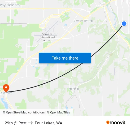 29th @ Post to Four Lakes, WA map