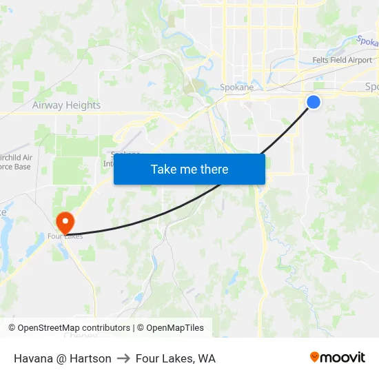 Havana @ Hartson to Four Lakes, WA map