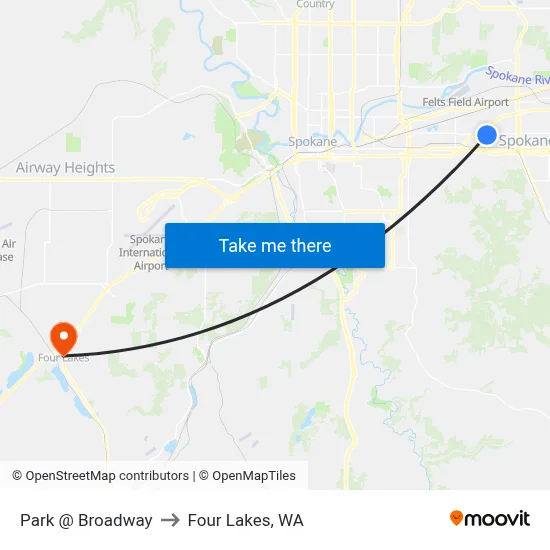 Park @ Broadway to Four Lakes, WA map