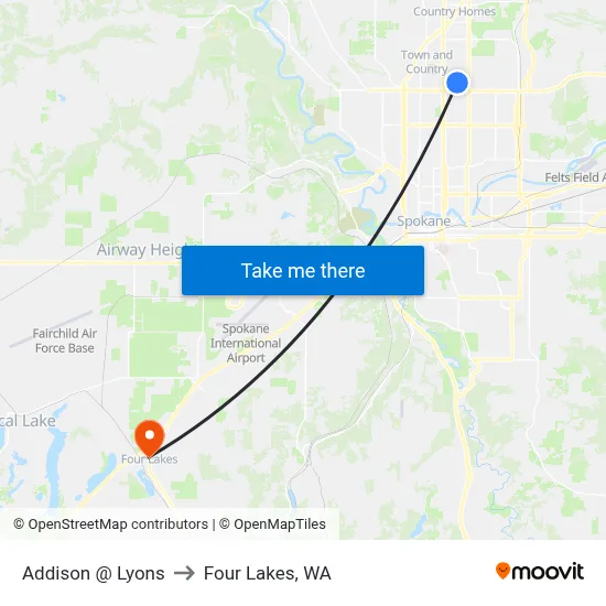 Addison @ Lyons to Four Lakes, WA map