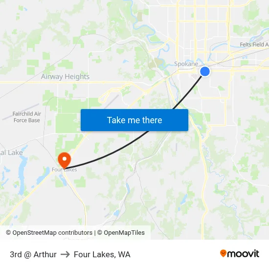 3rd @ Arthur to Four Lakes, WA map