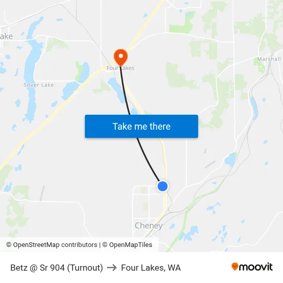 Betz @ Sr 904 (Turnout) to Four Lakes, WA map