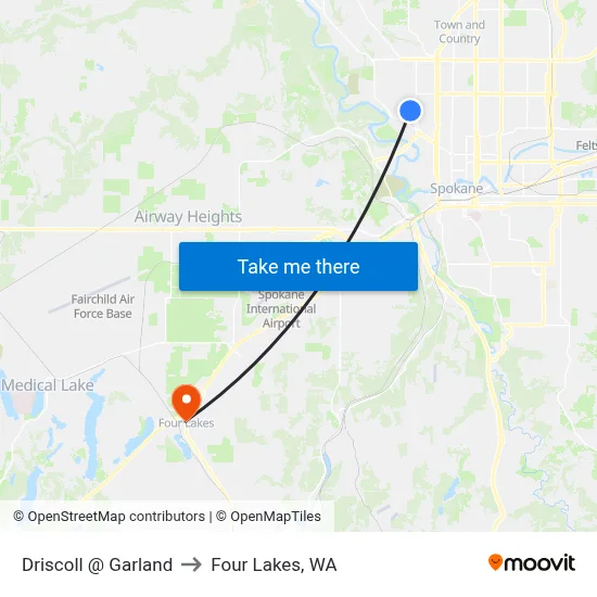 Driscoll @ Garland to Four Lakes, WA map